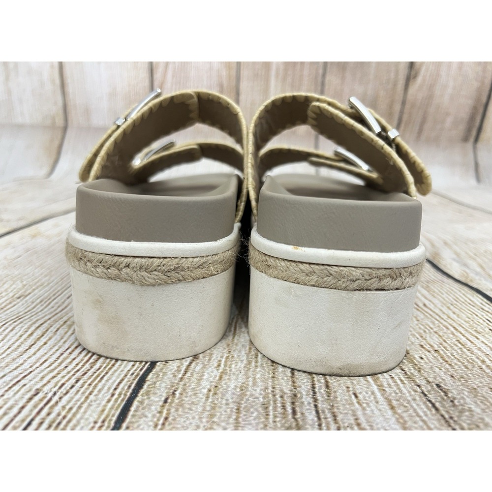 Shu Shop Slide Sandal Laura 8.5 Gold Woven Platform Open Toe Chunky Comfort Boho - Picture 3 of 8